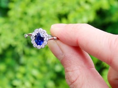 Antique 0.90 Carat Sapphire and 0.36 Carat Diamond Platinum Ring Circa 1930