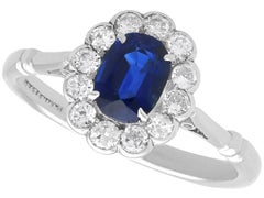 Antique 0.90 Carat Sapphire and 0.36 Carat Diamond Platinum Ring Circa 1930