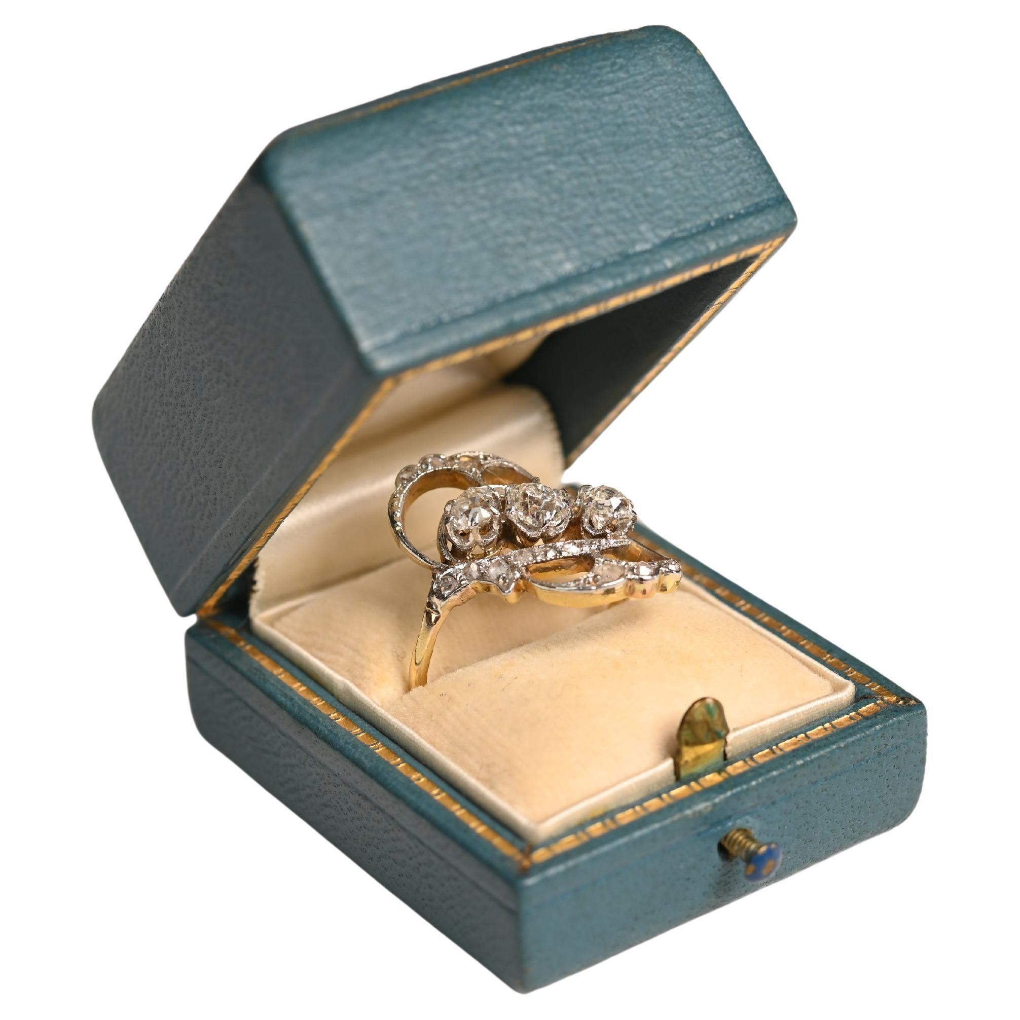 Antique Old Mine Cut Diamond Ring (Approx 0.9-Carats), 18k Yellow Gold