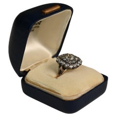 Antique Diamond Cluster Ring (Approx 0.90-Carats), Silver & 18k Yellow Gold