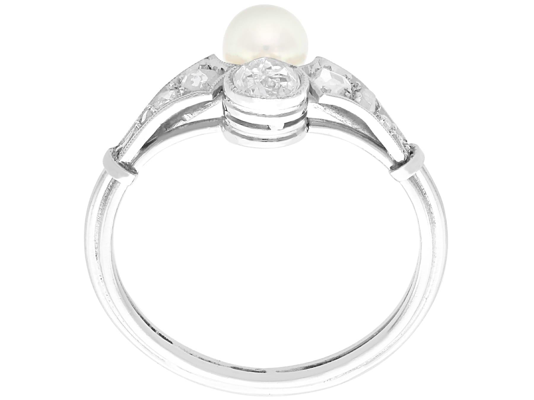 Women's or Men's Antique 0.92 Carat Diamond and Pearl Platinum Dress Ring Circa 1910 For Sale