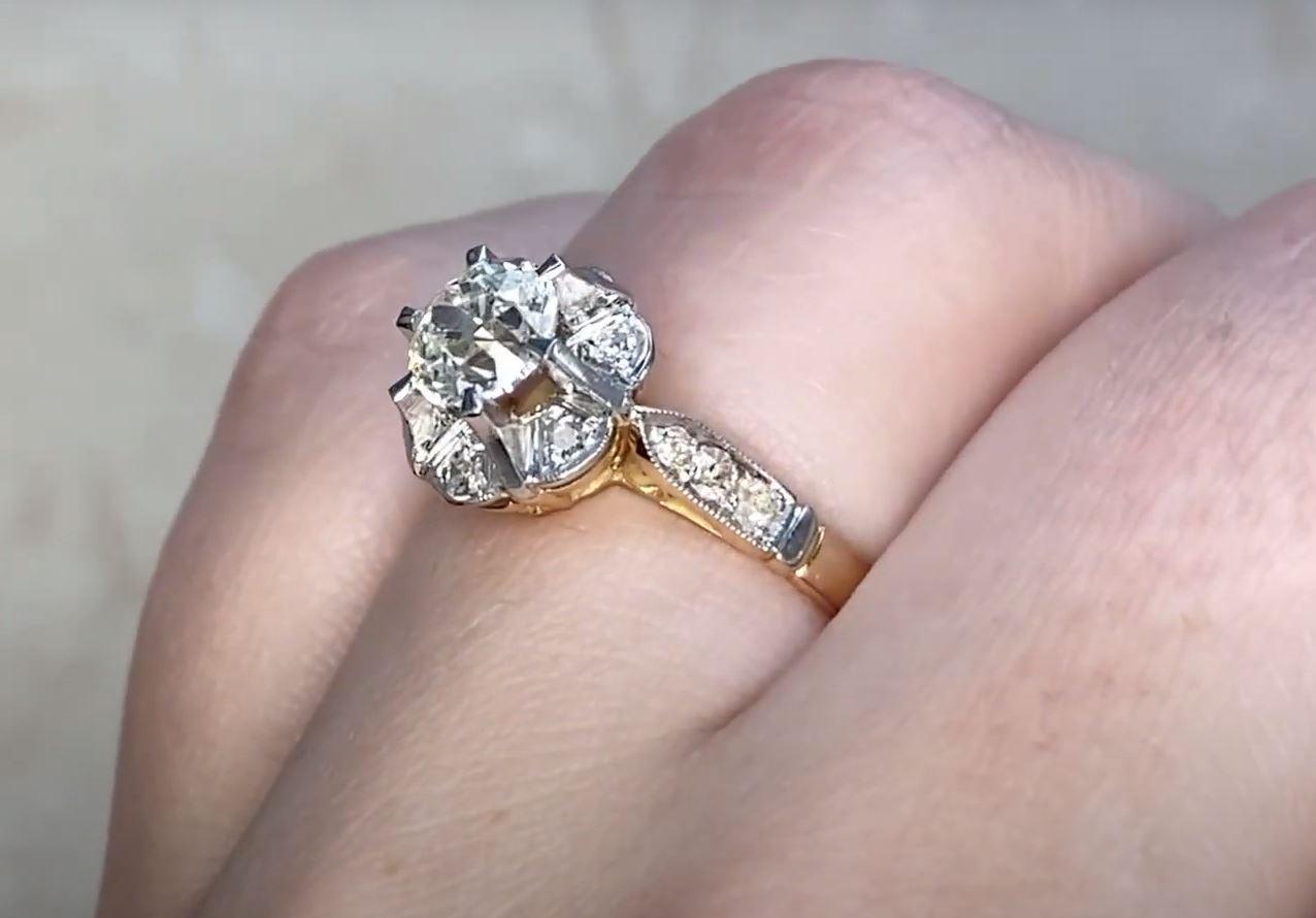 Antique 0.93ct Old European Cut Diamond Cluster Engagement Ring, 18k Rose Gold For Sale 2
