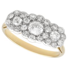 Antique 0.95 Carat Diamond and 18k Yellow Gold Trilogy Cluster Ring Circa 1910