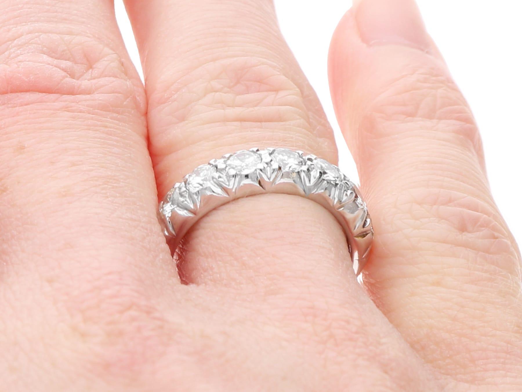 Antique 0.95Ct Diamond and 18k White Gold Half Eternity Ring Circa 1930 For Sale 5