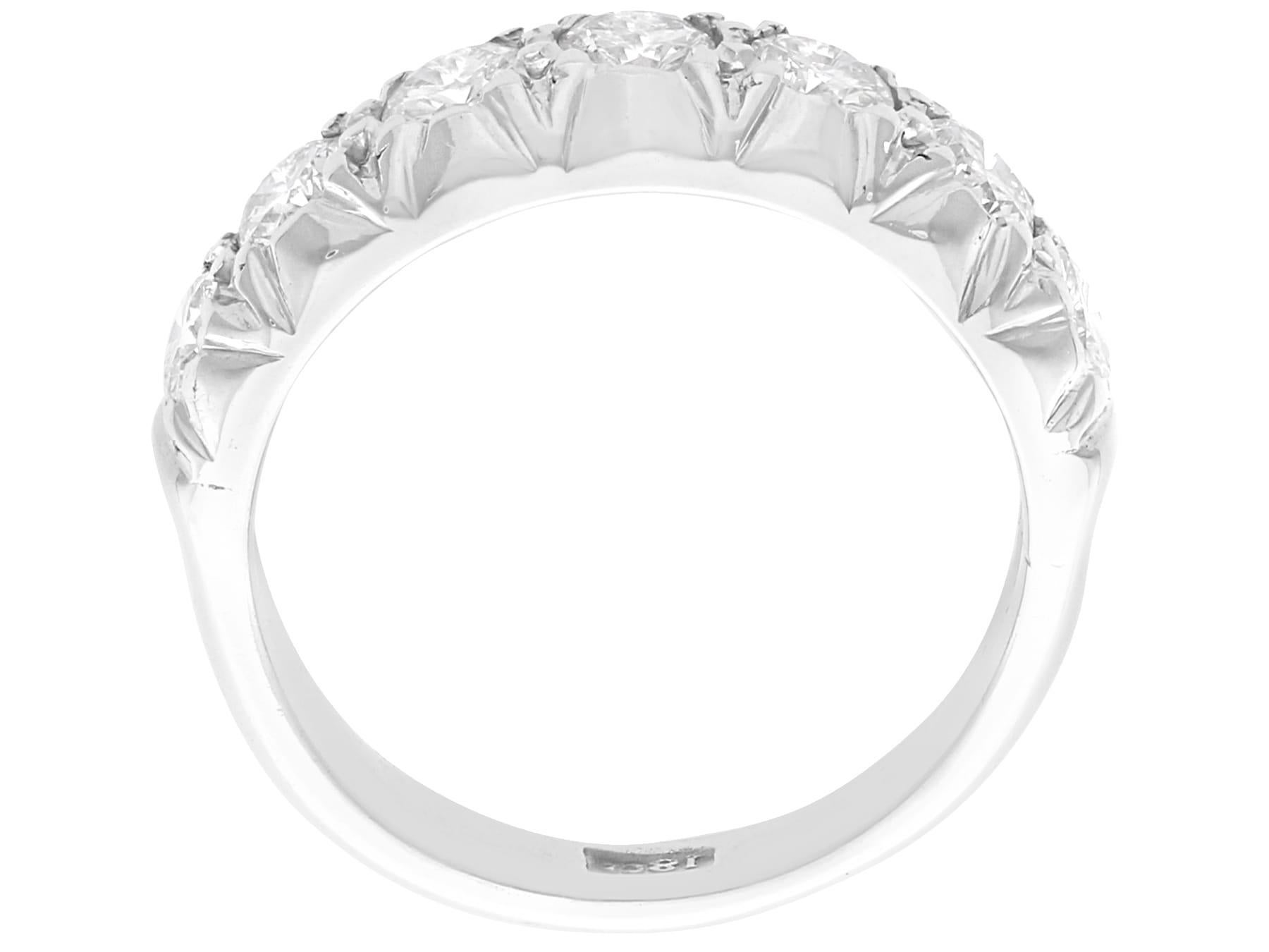 Women's or Men's Antique 0.95Ct Diamond and 18k White Gold Half Eternity Ring Circa 1930 For Sale