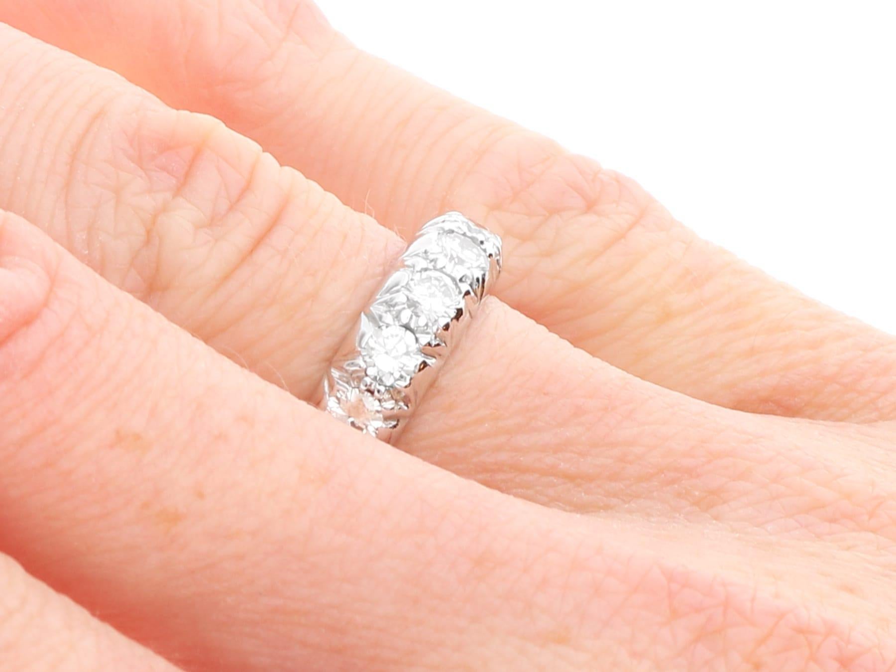 Antique 0.95Ct Diamond and 18k White Gold Half Eternity Ring Circa 1930 For Sale 4