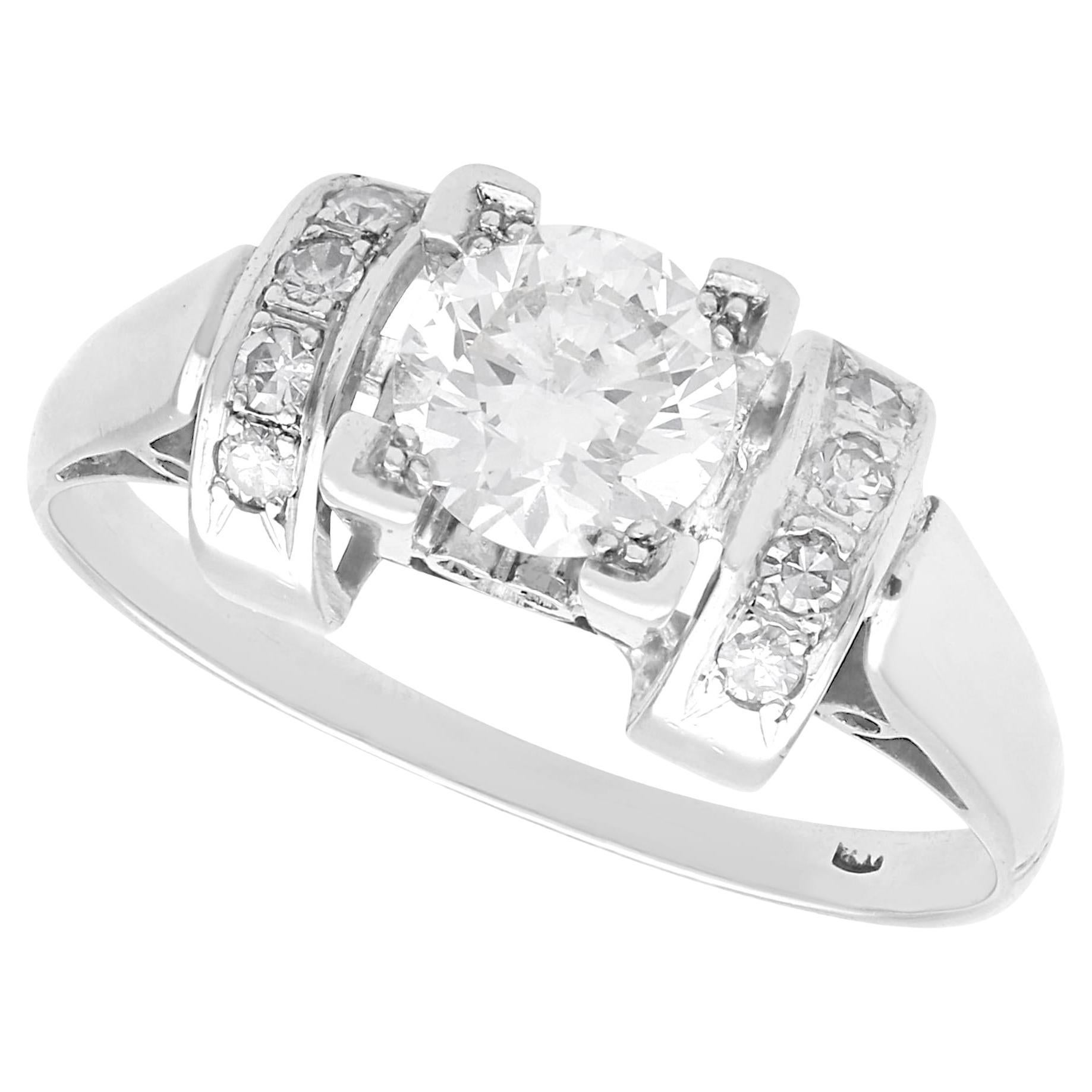 0.95Ct Diamond and 18k White Gold Solitaire Style Engagement Ring Circa 1925