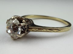 Antique 0.96 Carat Old European Cut Diamond Solitaire Engagement Ring