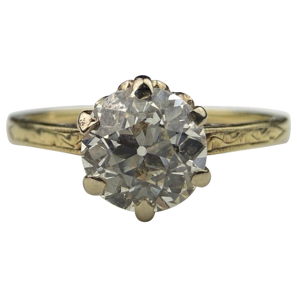 Antique 0.96 Carat Old European Cut Diamond Solitaire Engagement Ring For Sale