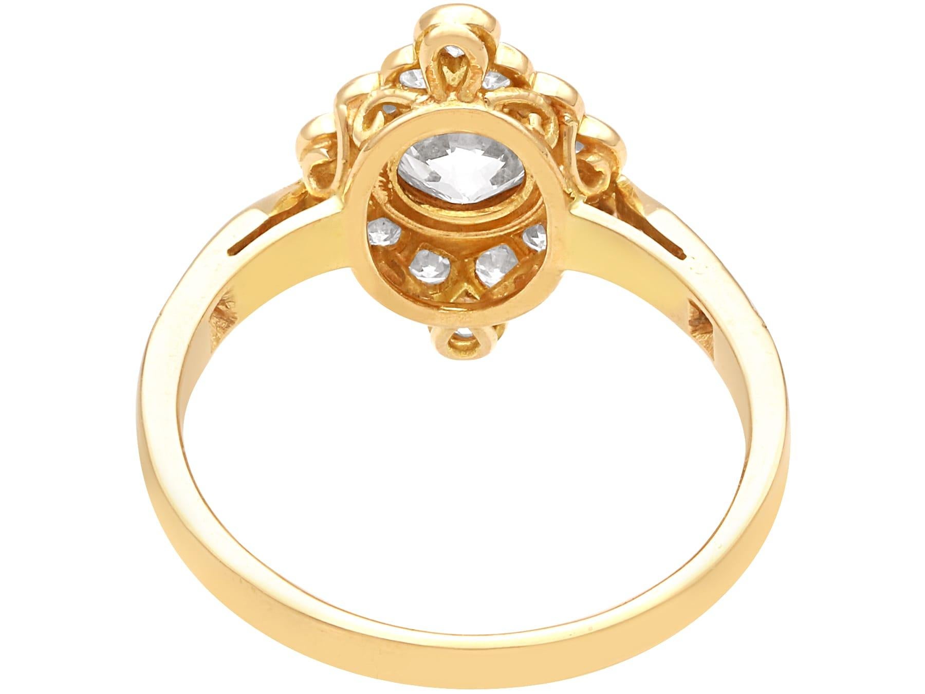 Antique 0.98Ct Diamond and 18k Yellow Gold Ring Circa 1900 In Excellent Condition For Sale In Jesmond, Newcastle Upon Tyne