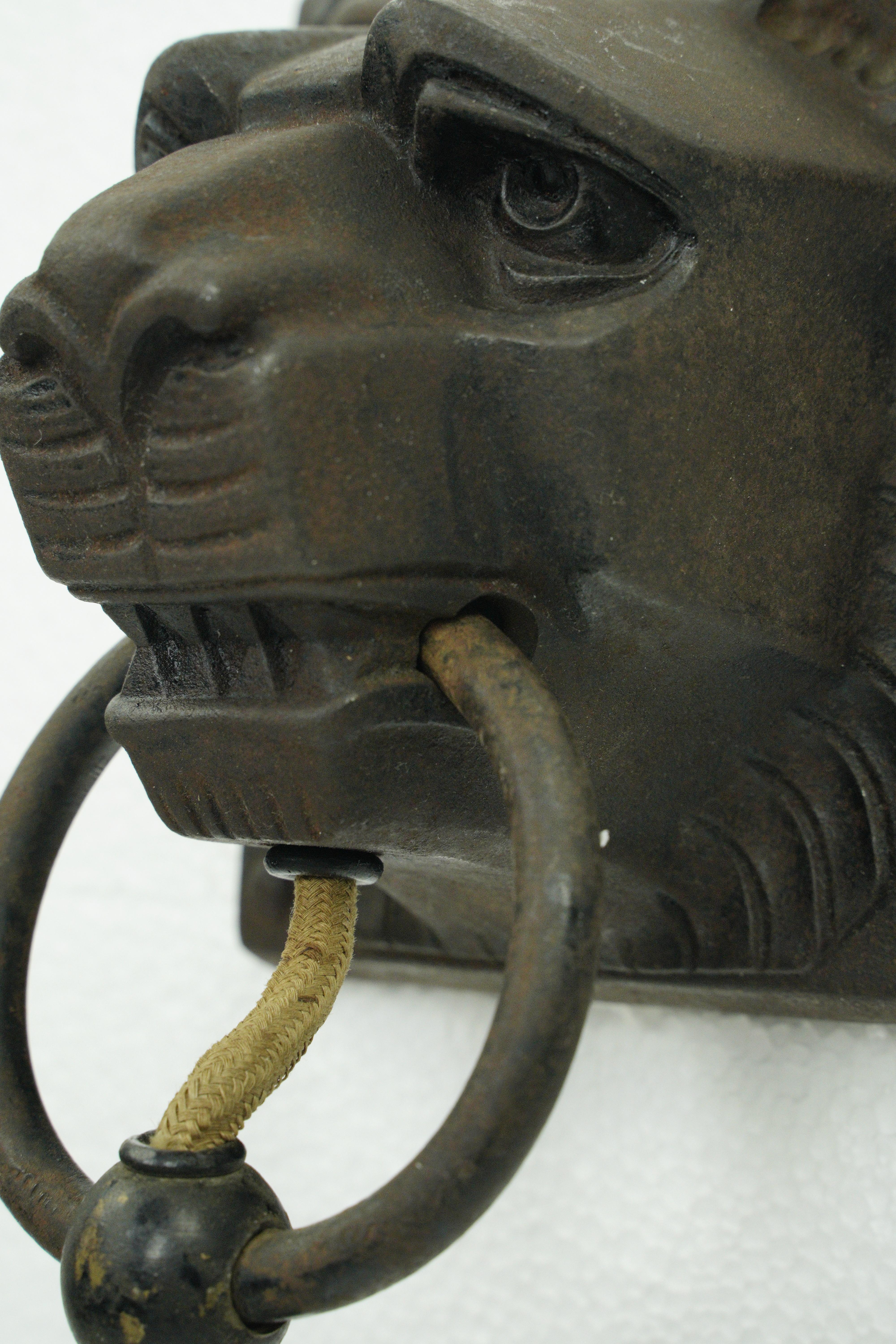 Antique 1 Bulb Cast Iron Lion Head Wall Sconce 2