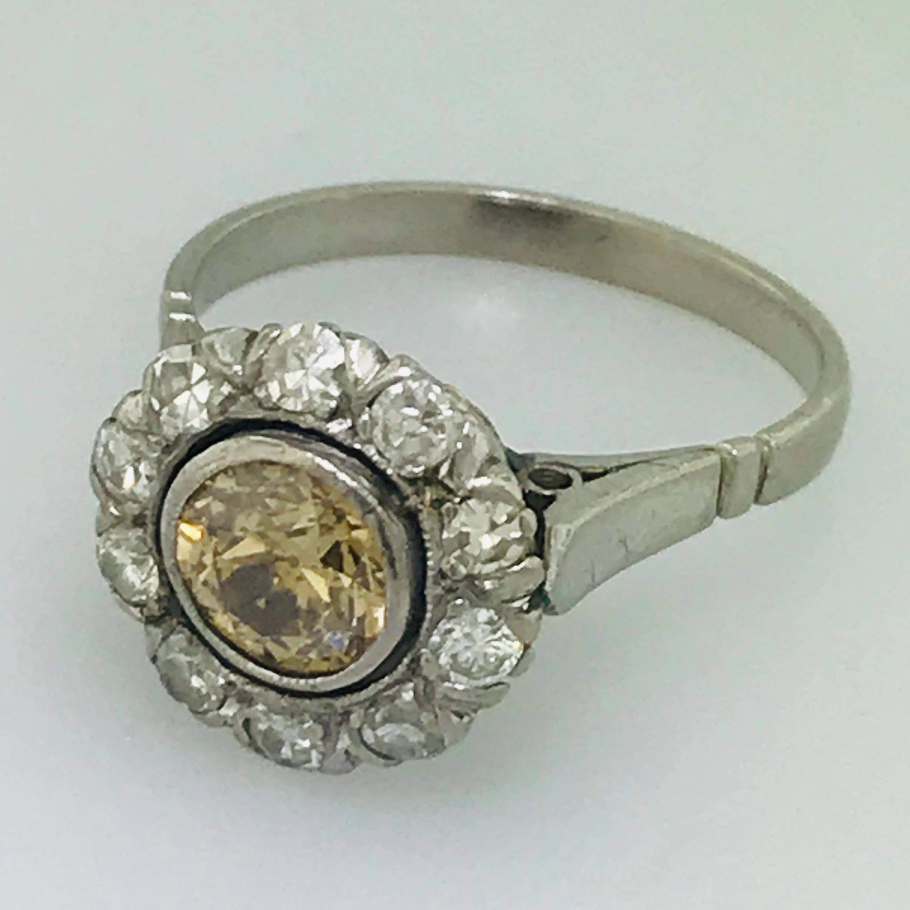 antique champagne diamond ring