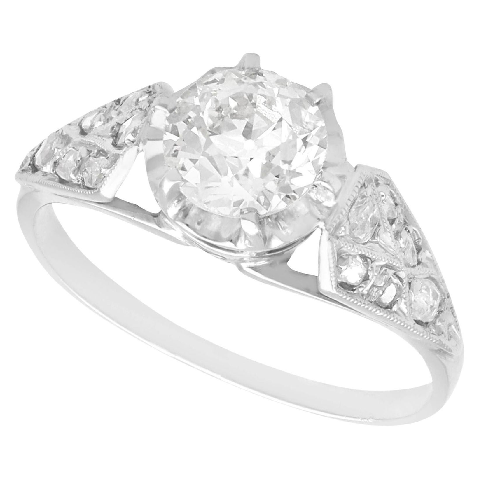 Bague de fiançailles solitaire ancienne en platine et diamant de 1 carats