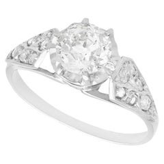 Antique 1 Carat Diamond and Platinum Solitaire Engagement Ring