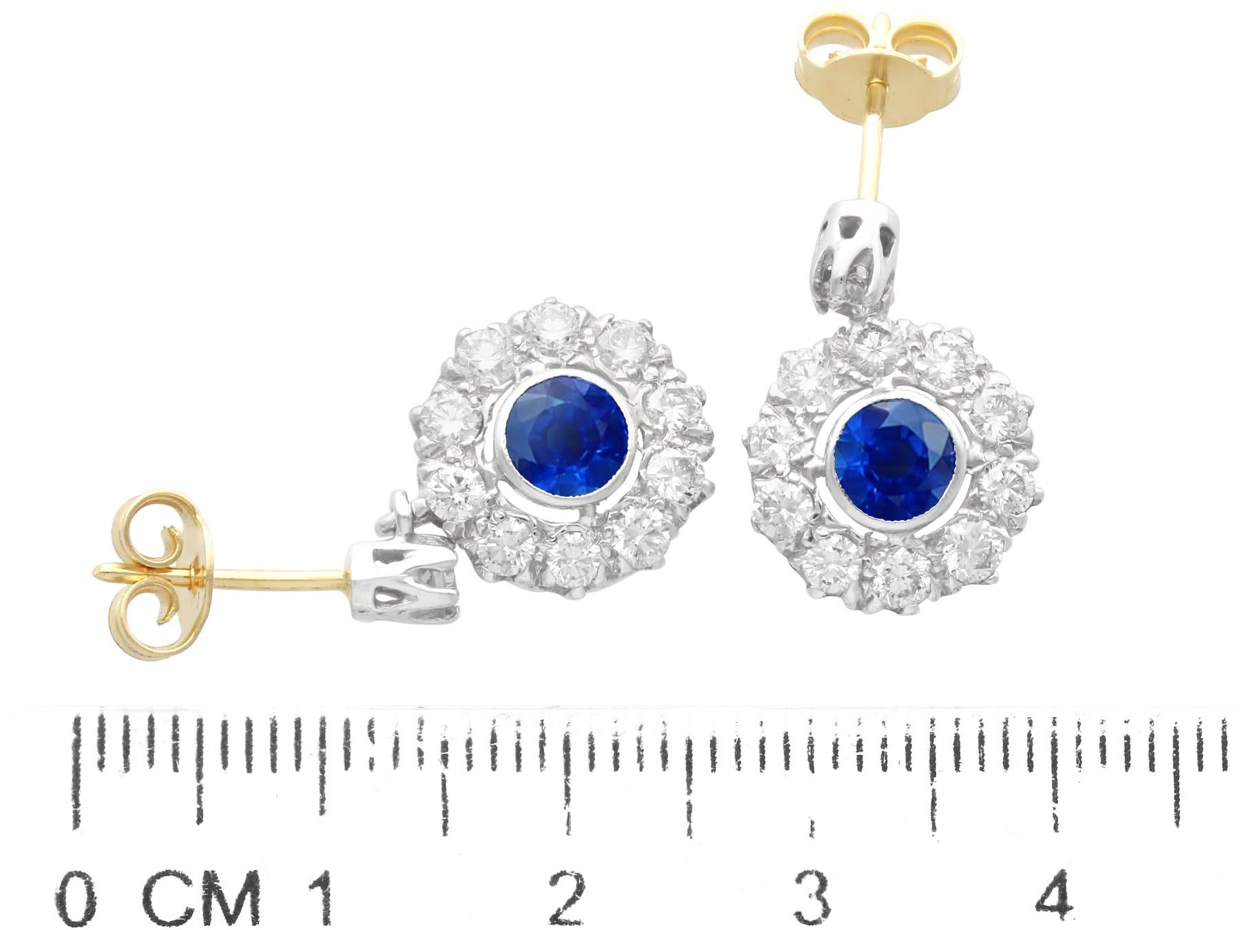 Antique 1 Carat Sapphire and 1.98 Carat Diamond 18k Yellow Gold Drop Earrings For Sale 1