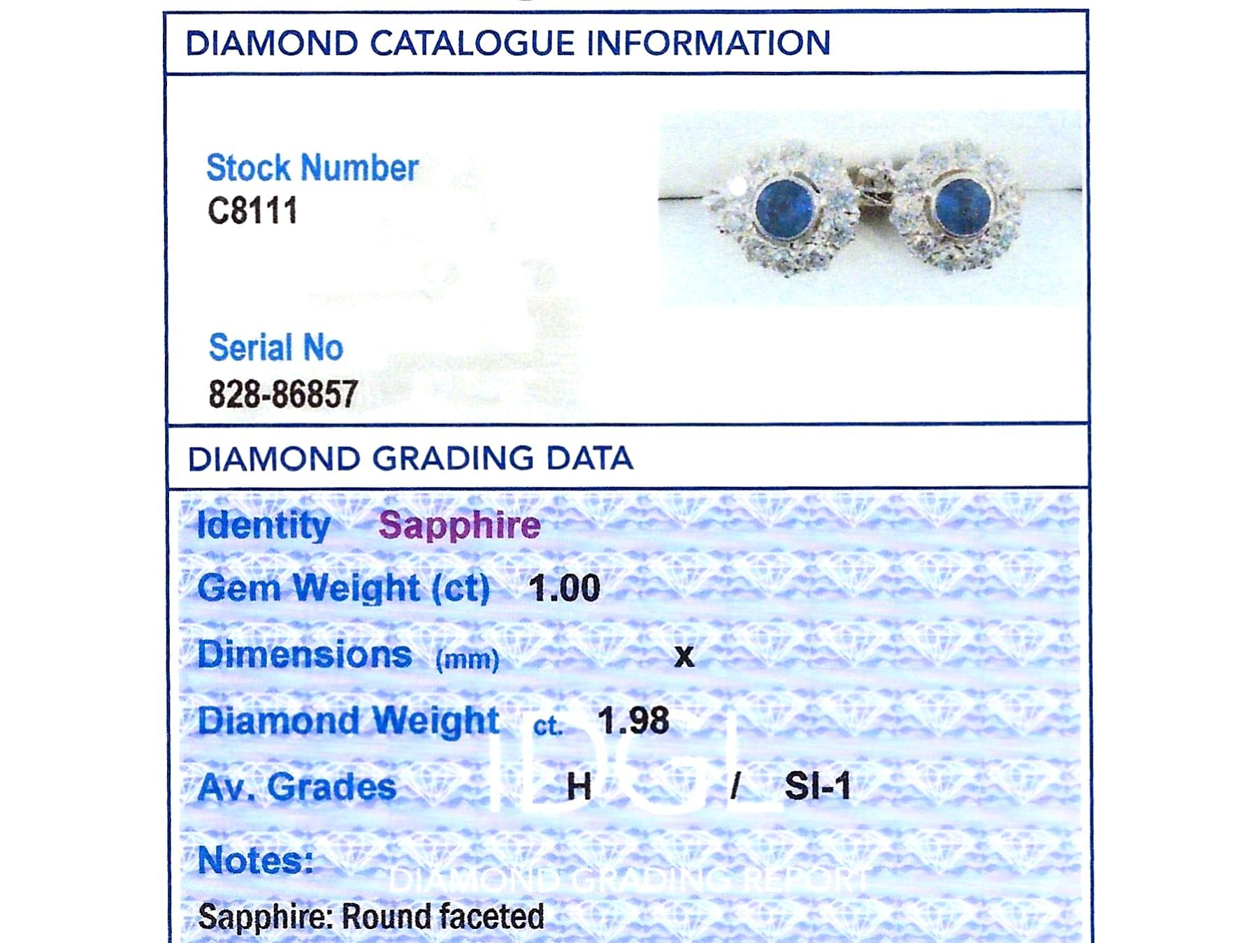 Antique 1 Carat Sapphire and 1.98 Carat Diamond 18k Yellow Gold Drop Earrings For Sale 2