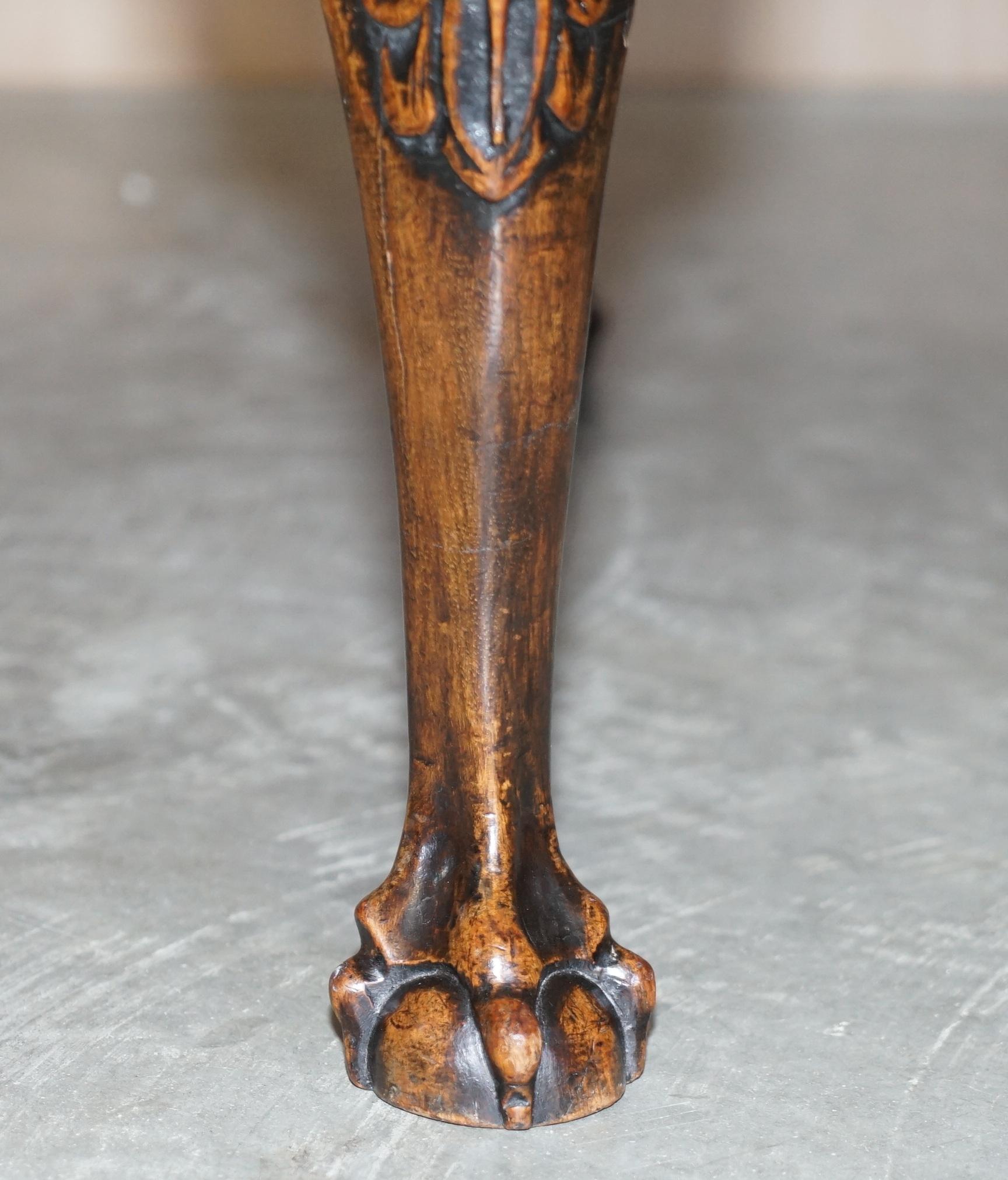 Antique 1 of 2 18th Century circa 1780 Georgian Claw & Ball Carved Walnut Stools For Sale 4