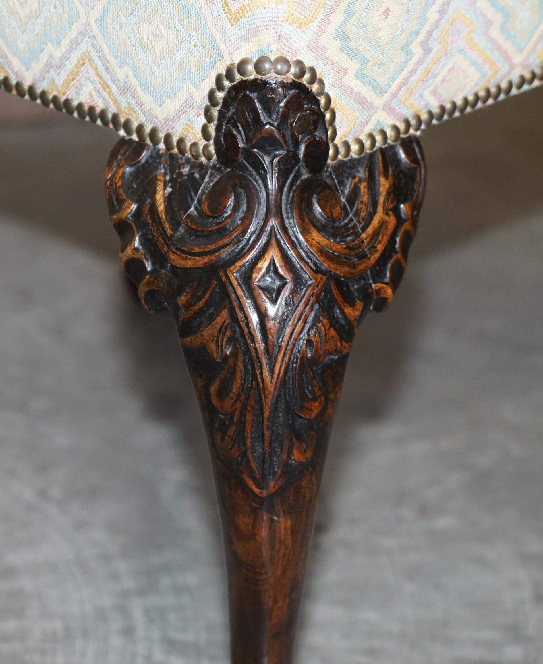 Antique 1 of 2 18th Century circa 1780 Georgian Claw & Ball Carved Walnut Stools For Sale 7