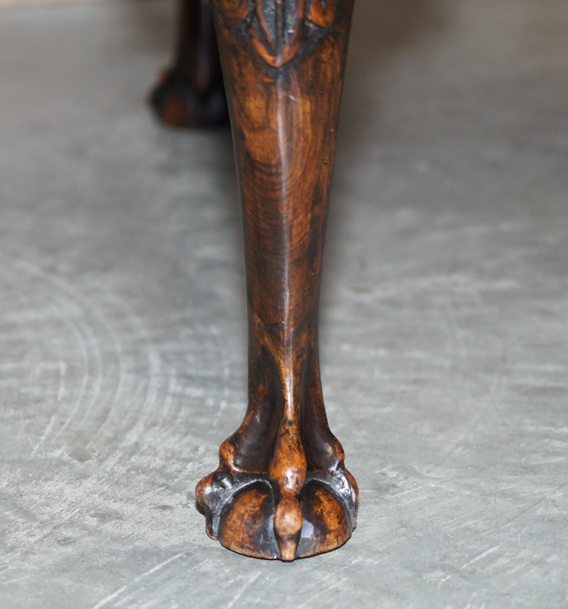 Antique 1 of 2 18th Century circa 1780 Georgian Claw & Ball Carved Walnut Stools For Sale 8