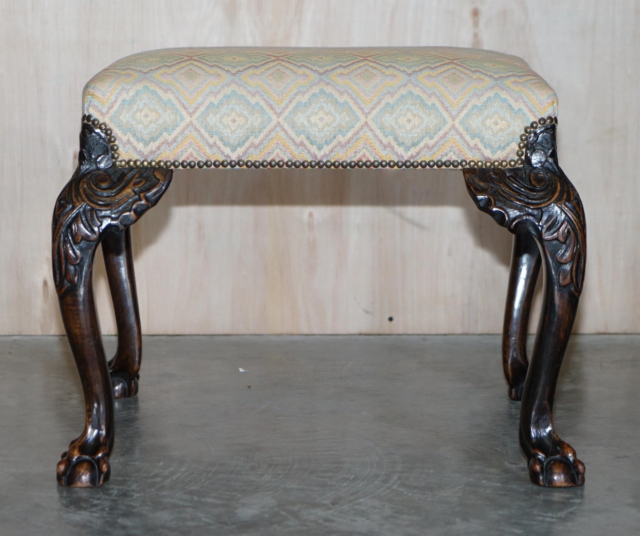 We are delighted to offer for sale this sublime circa 1780 George II and later walnut stool with ornately carved legs and Claw & Ball feet

This piece is a very good looking well made and decorative stool with a glorious timber patina. It is just