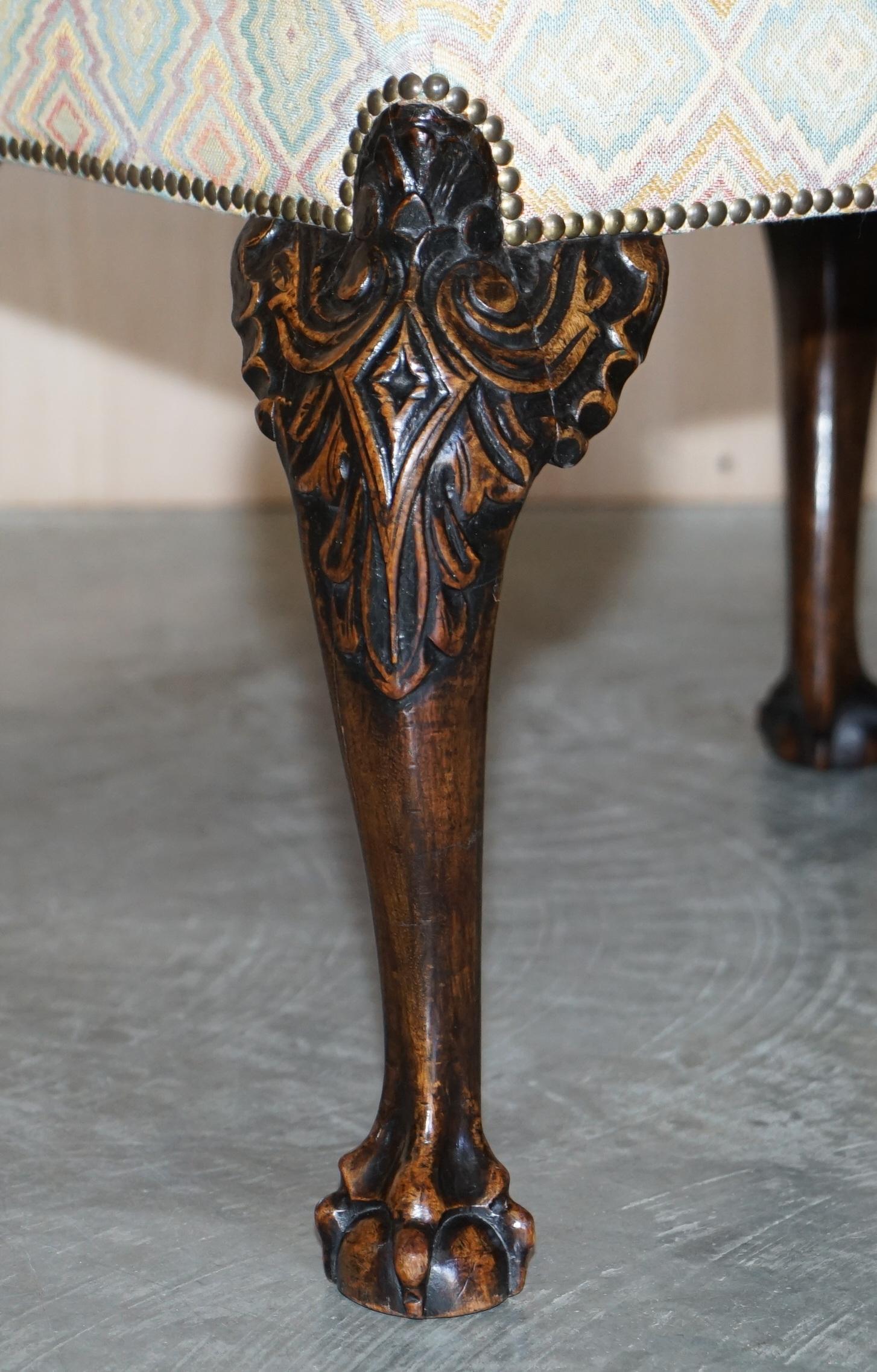 Late 18th Century Antique 1 of 2 18th Century circa 1780 Georgian Claw & Ball Carved Walnut Stools For Sale