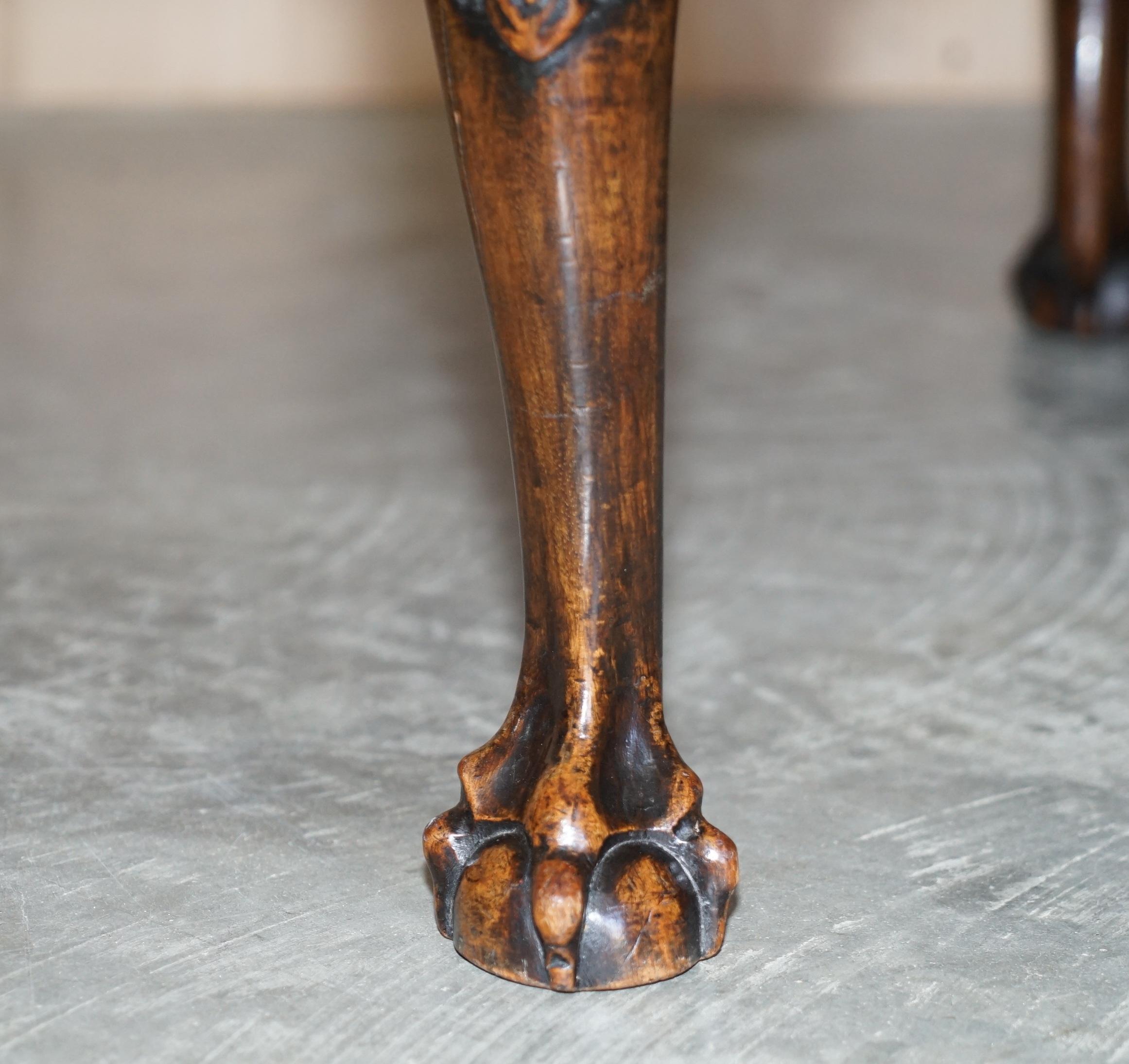 Antique 1 of 2 18th Century circa 1780 Georgian Claw & Ball Carved Walnut Stools For Sale 1