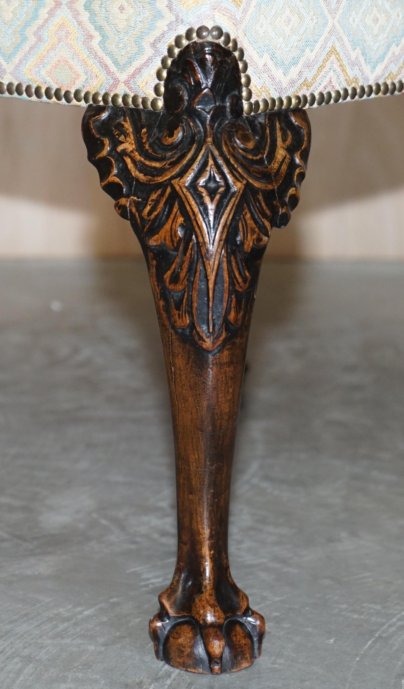 Antique 1 of 2 18th Century circa 1780 Georgian Claw & Ball Carved Walnut Stools For Sale 2