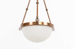 Antique 10" GEC Moonstone Opaline Glass Plafonnier Light Pendant, C.1920