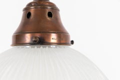 Lámpara colgante antigua de cristal prismático reflector-refractor holófano de 10", c.1920