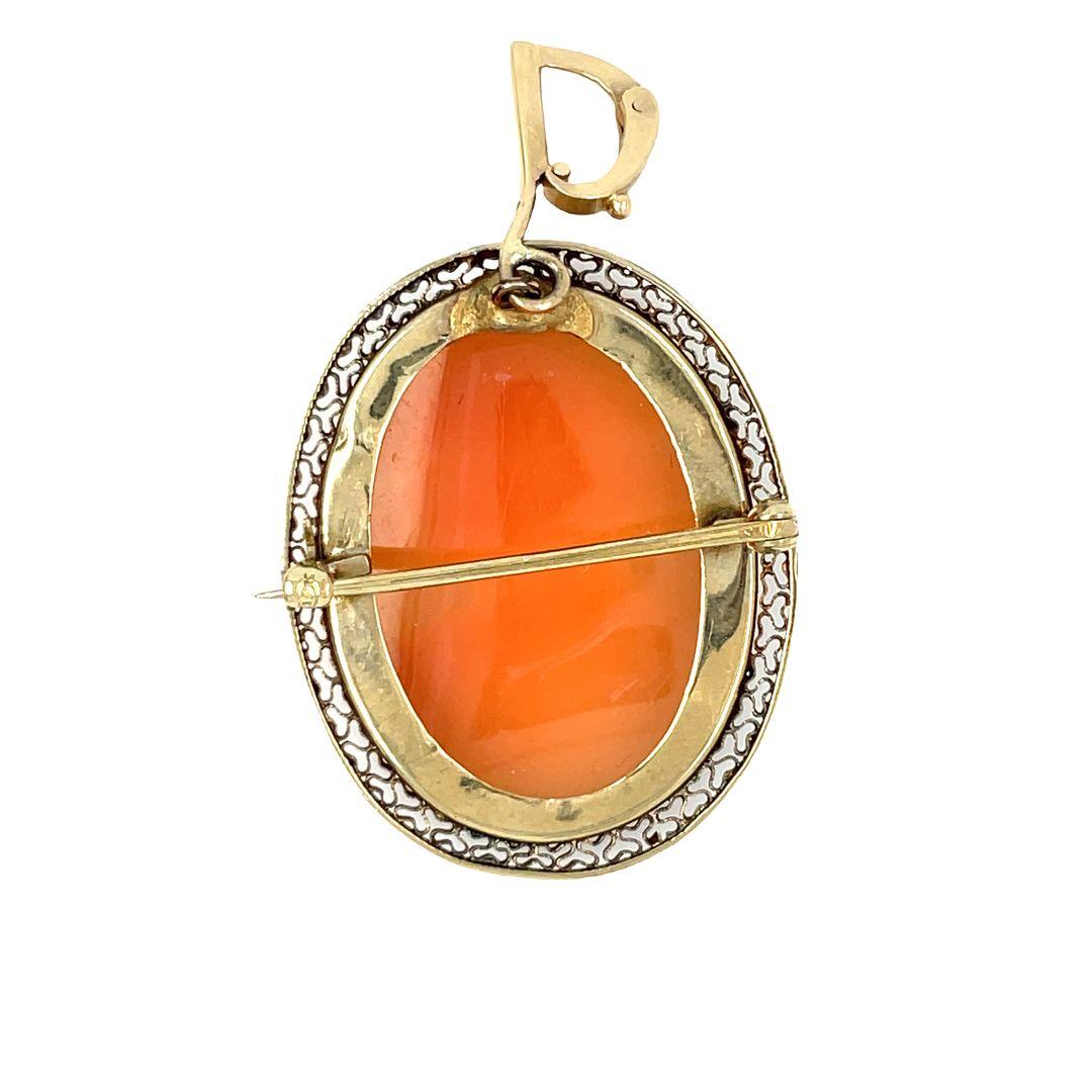 Women's or Men's Antique 10 Karat Yellow Gold Cameo Brooch For Sale