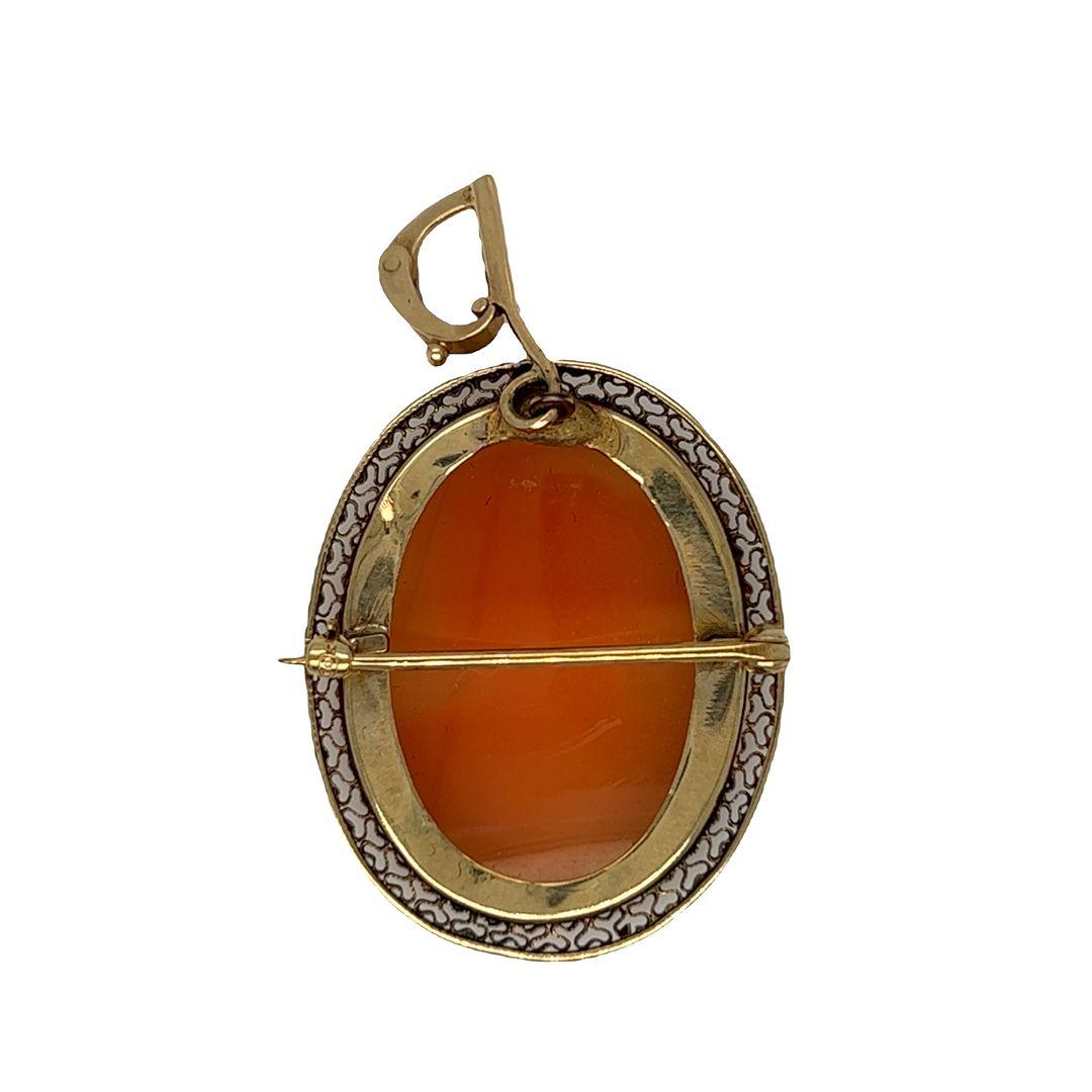 Antique 10 Karat Yellow Gold Cameo Brooch In Good Condition For Sale In beverly hills, CA