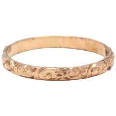 Antique 10 Karat Yellow Gold Engraved Baby or Midi Ring