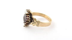 Antique 10 Karat Yellow Gold Garnet and Rose Cut Diamond Ring