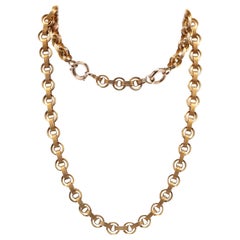 Antique 10 Karat Yellow Gold Oval and Round Link Chain with an Extender