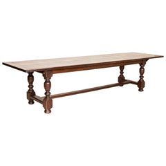 Antique Long Oak Dining Table French Refectory Table