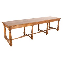 Antique 10' Long Oak Refectory Table Console Dining Table from France