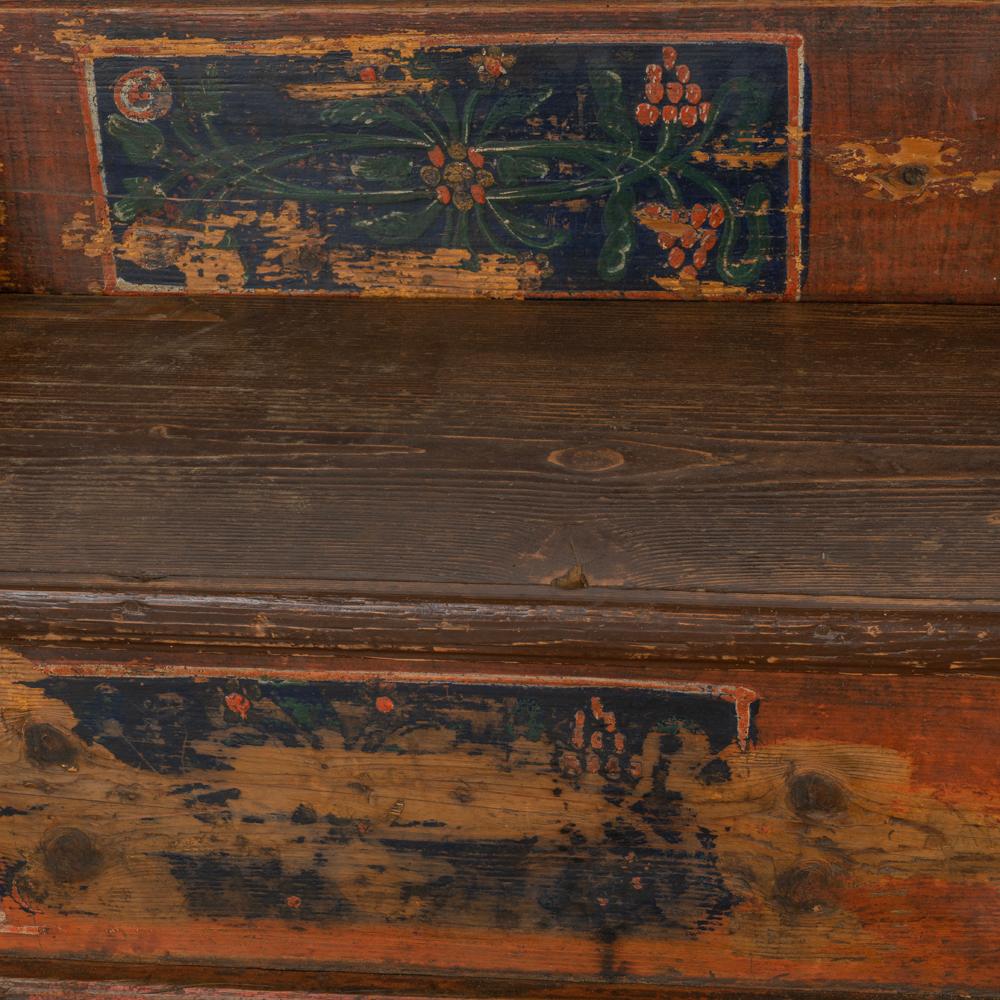 Antique Original Blue Painted Bench with Storage, circa 1890 4