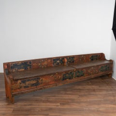 Antique Original Blue Painted Bench with Storage, circa 1890