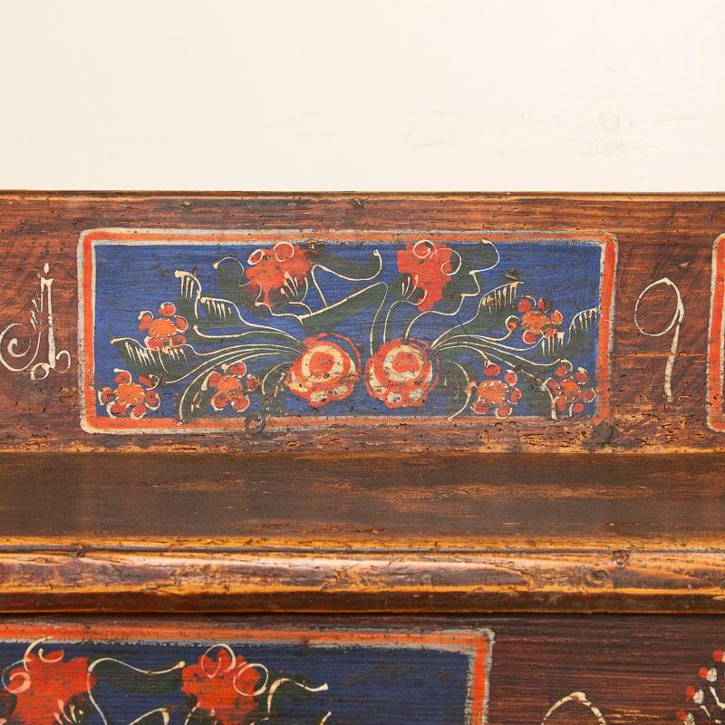 Antique Long Original Painted Bench with Storage 3