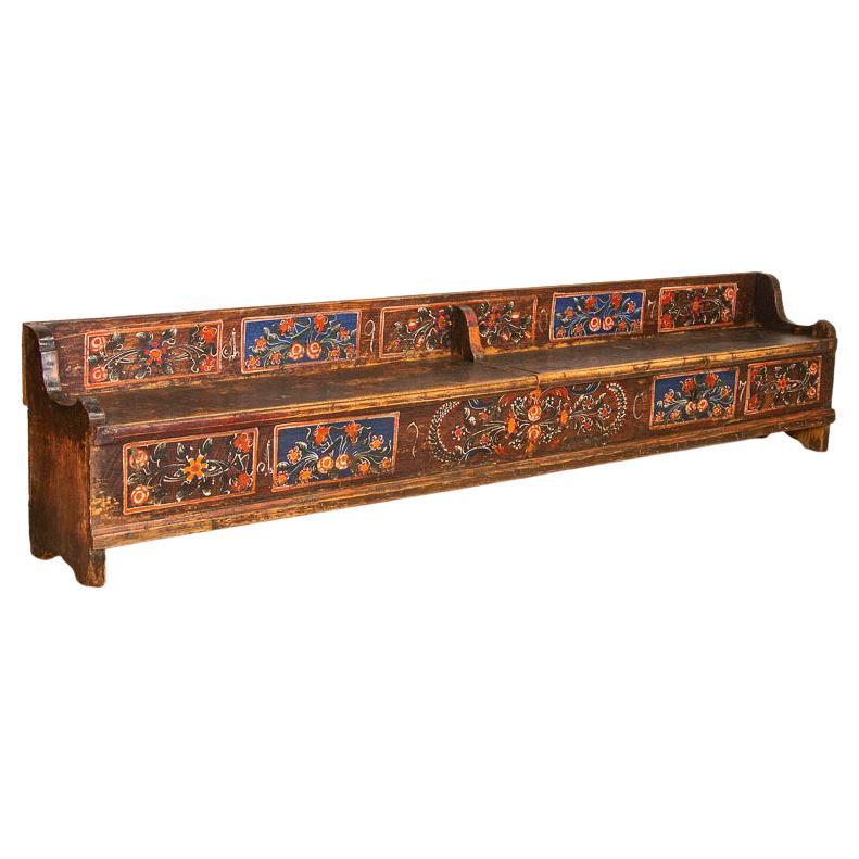 Antique Long Original Painted Bench with Storage