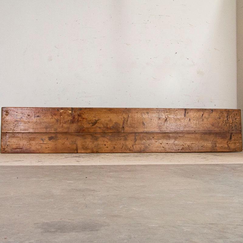 Antique Red Painted Primitive Work Console Table with Shelf 4