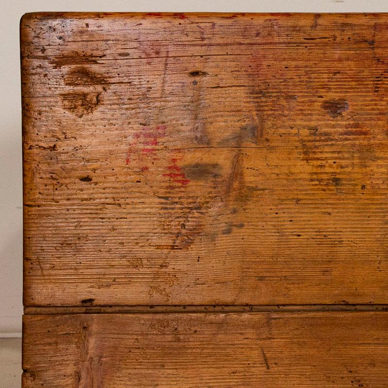 Antique Red Painted Primitive Work Console Table with Shelf 5