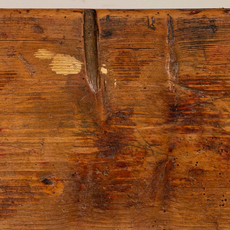 Antique Red Painted Primitive Work Console Table with Shelf 6