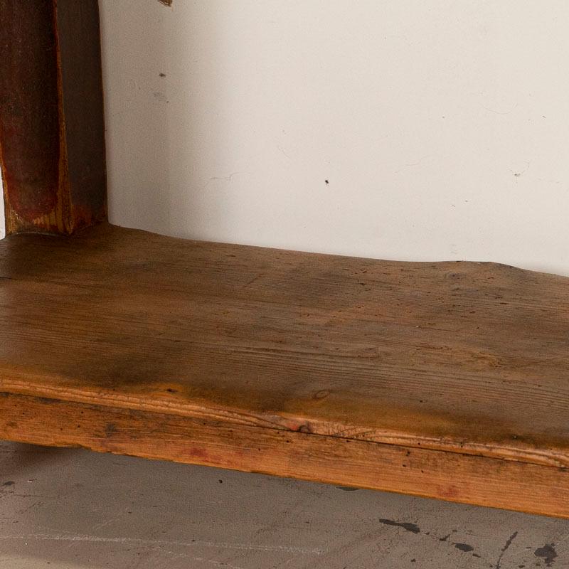 Antique Red Painted Primitive Work Console Table with Shelf 2