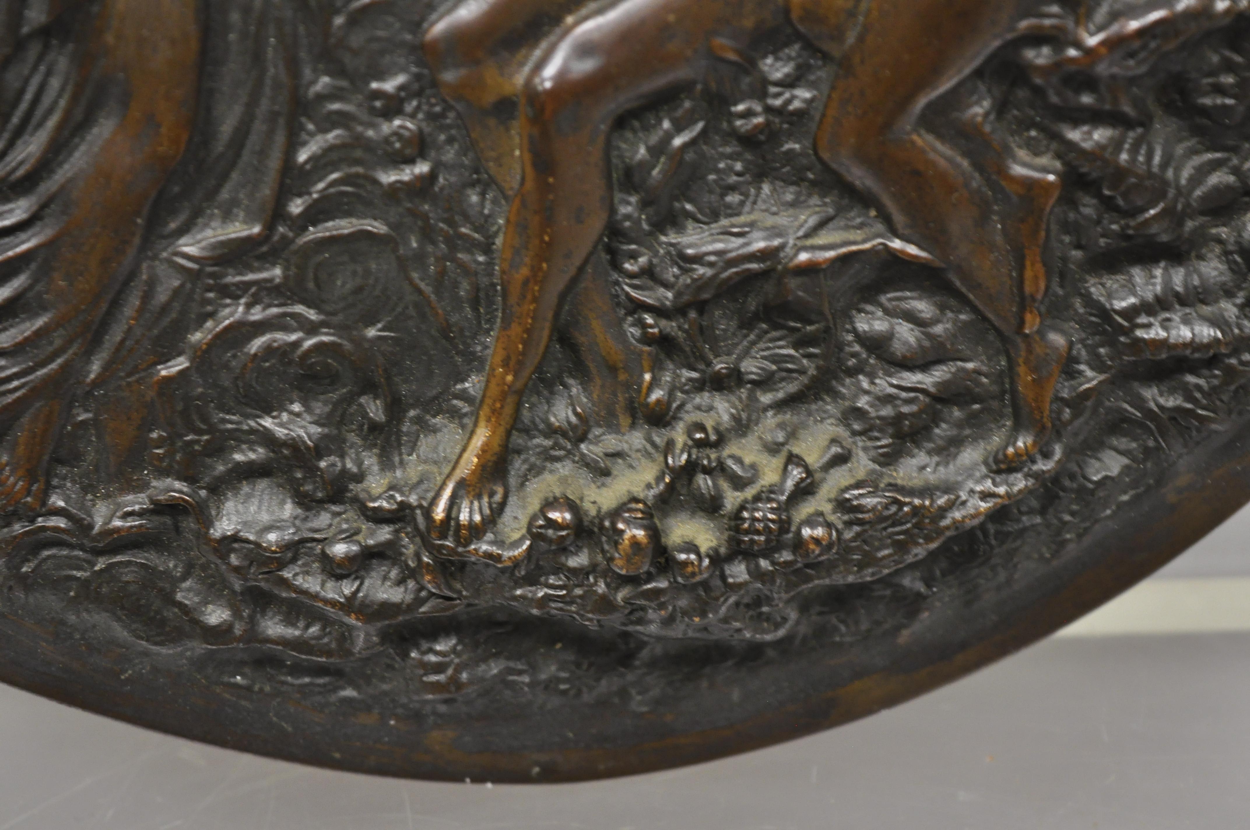 Antique Round Figural Bronze Plaque Medallion Adam and Eve Garden of ...