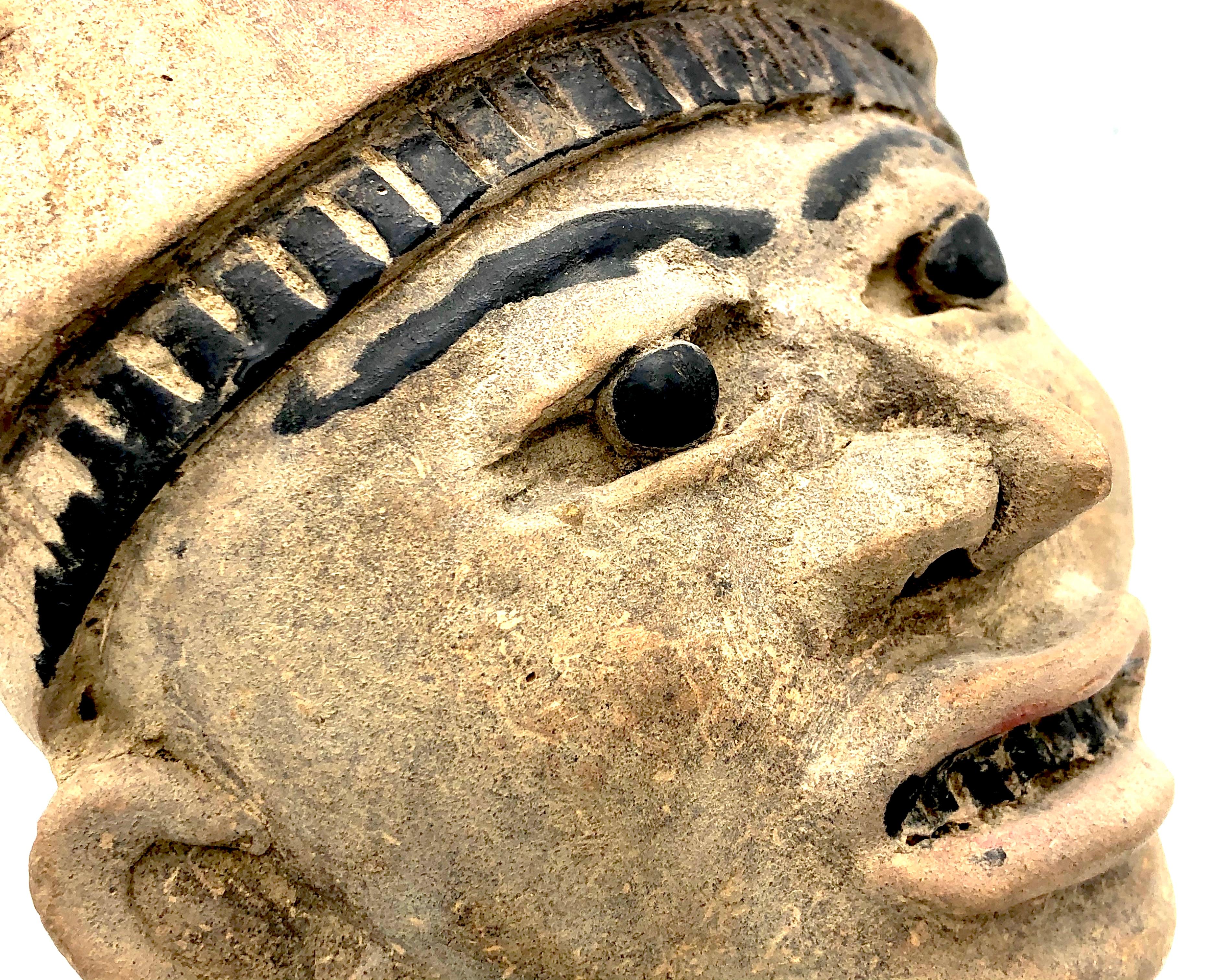 18th Century and Earlier Antique 100 B.C.-800 A.C. Mexico Remojadas Culture Warrior Terracotta Sculpture For Sale