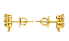 Antique 1.00 Carat Diamond 18 Karat Gold Clover Screwback Stud Earrings