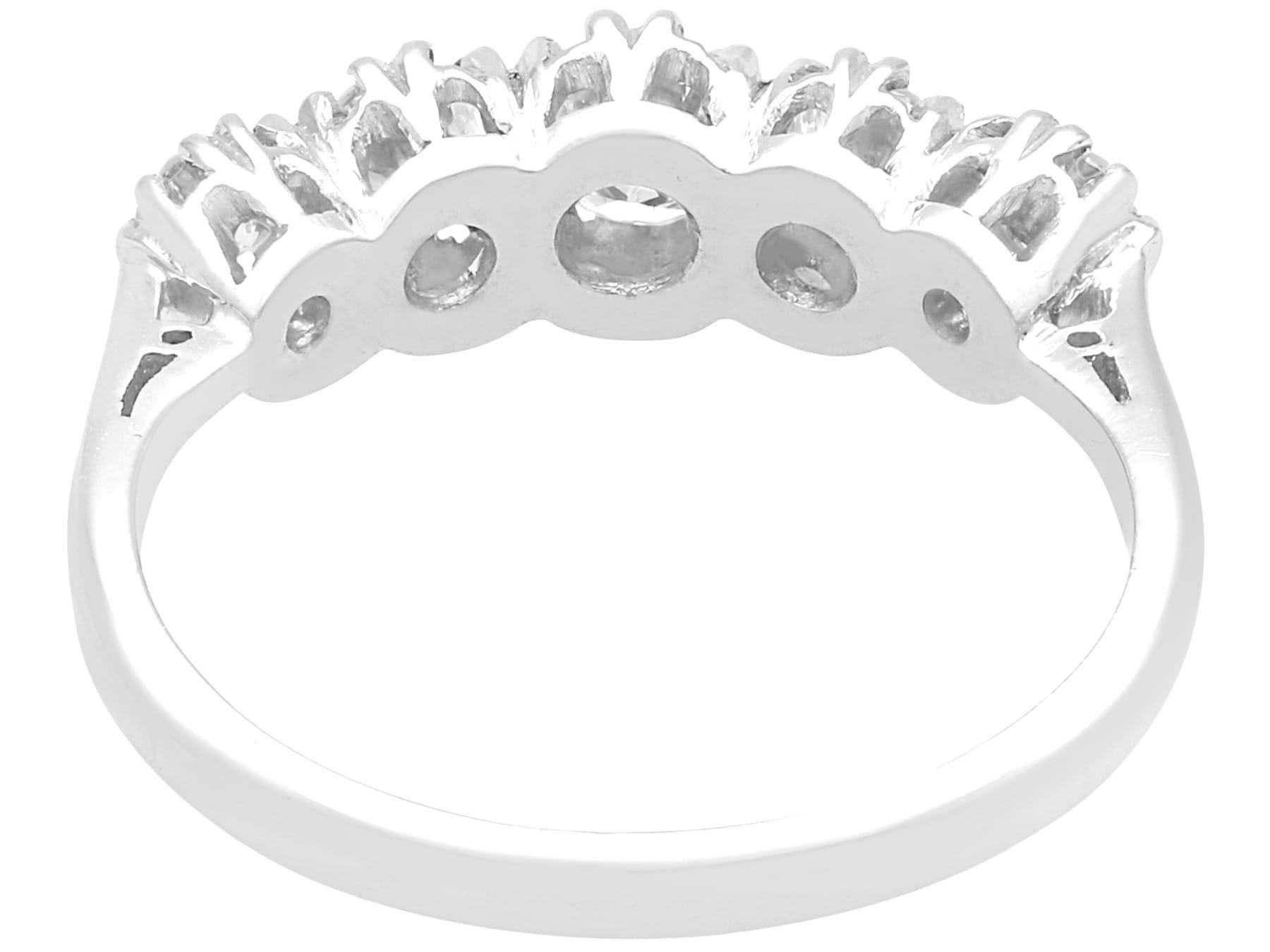 Women's or Men's Antique 1.00 Carat Diamond and 18k White Gold Five Stone Ring Circa 1925 For Sale