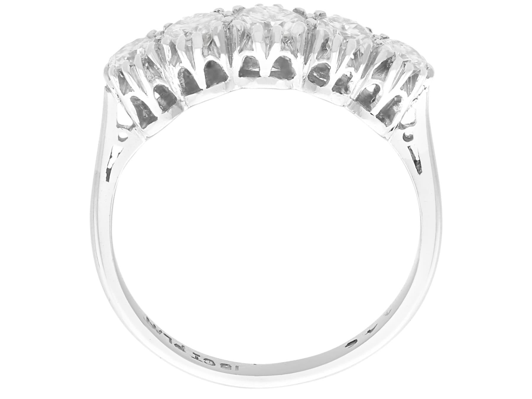 Antique 1.00 Carat Diamond and 18k White Gold Five Stone Ring Circa 1925 For Sale 1