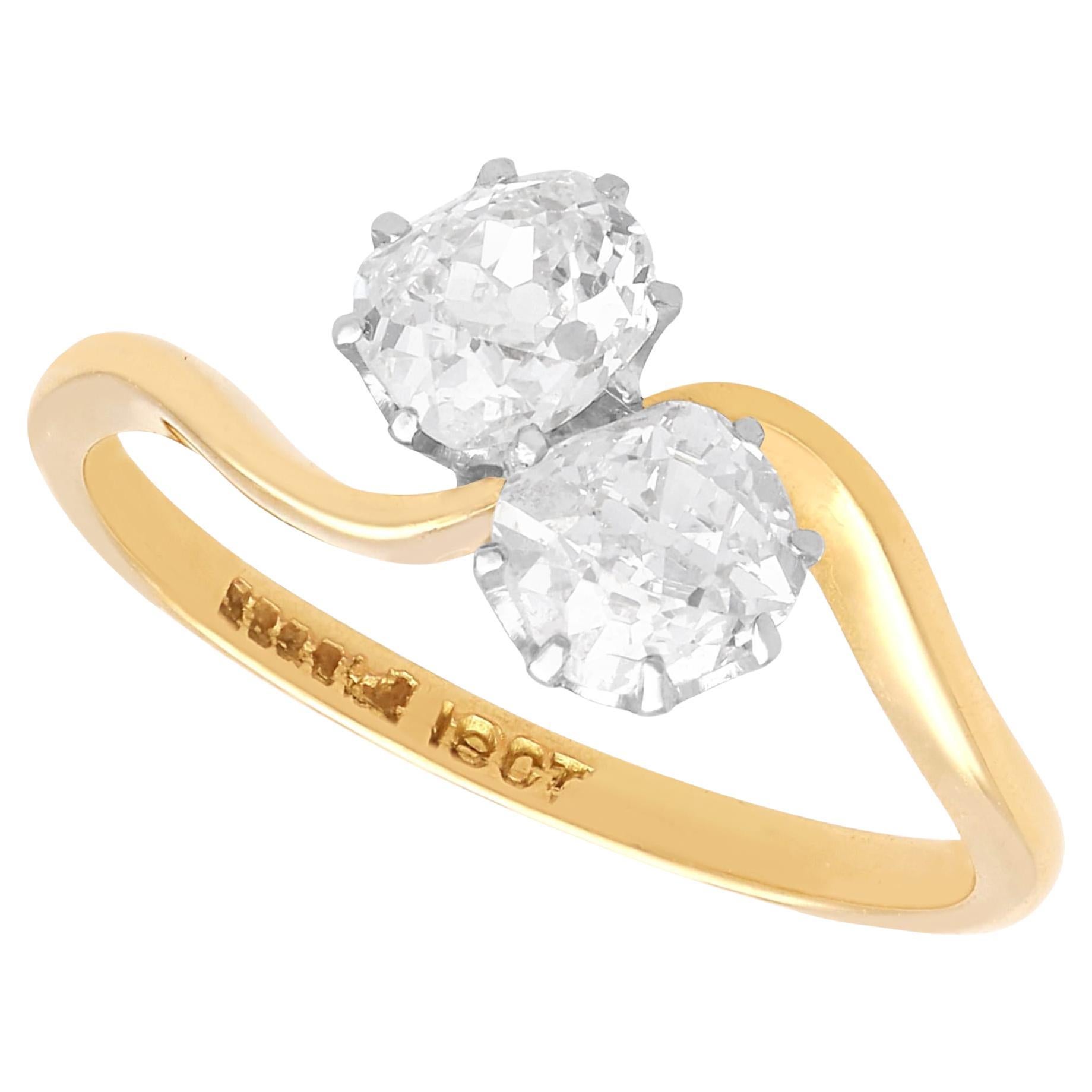 Antique 1.00 Carat Diamond and 18k Yellow Gold Twist Ring Circa 1900 For Sale